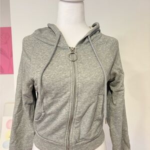 Heather Gray Zip-Up Hoodie Sweatshirt